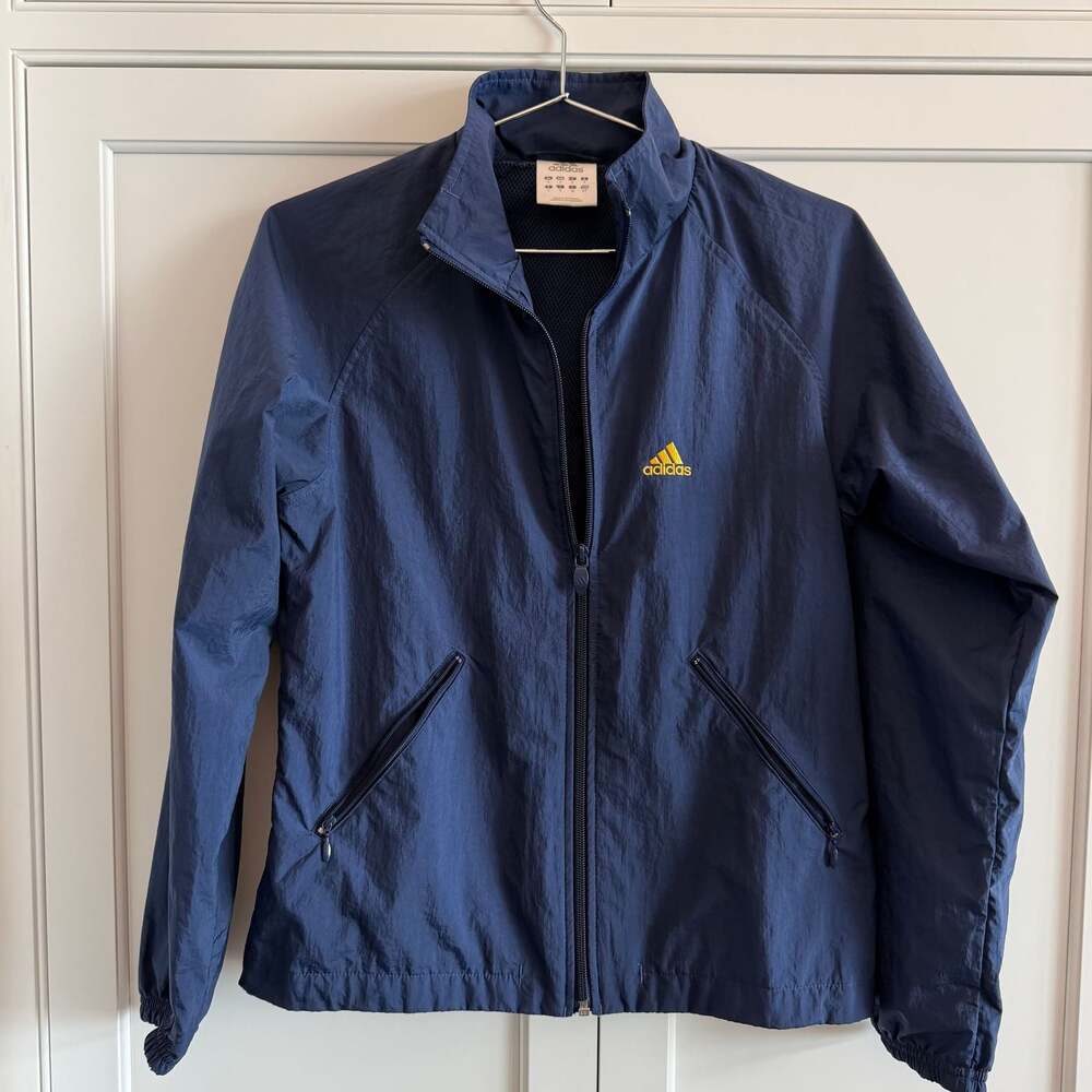 Vintage Adidas Blue Yellow Full Zip Windbreaker Jacket Men's Small
